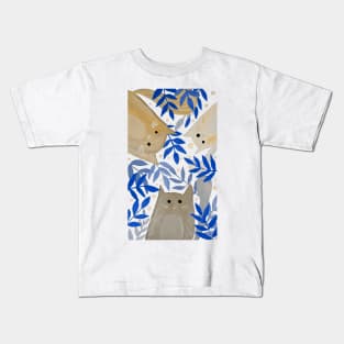 Cats and branches - blue and yellow Kids T-Shirt